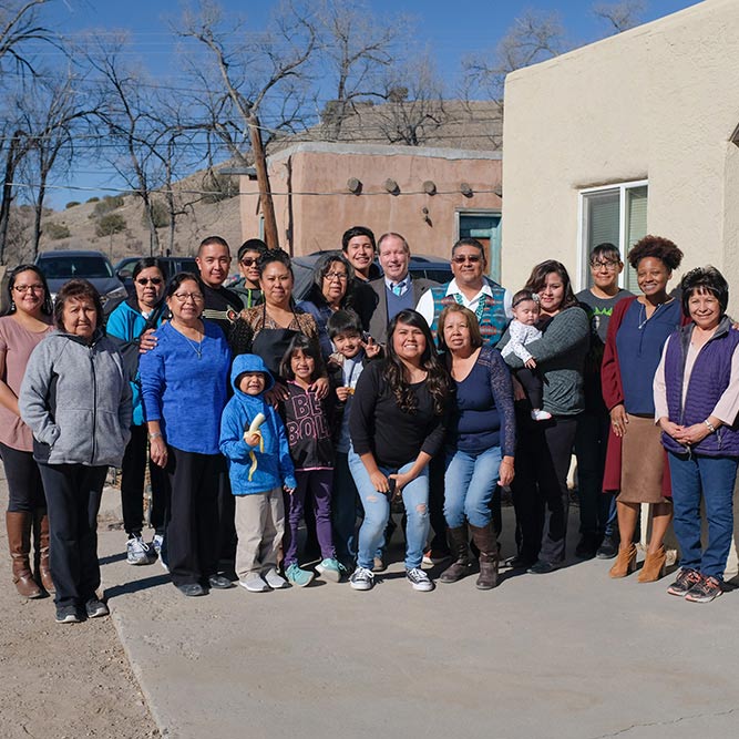 Tracy K. Smith meets with Santa Clara Pueblo community members. January 13, 2018. Credit: Shawn Miller.