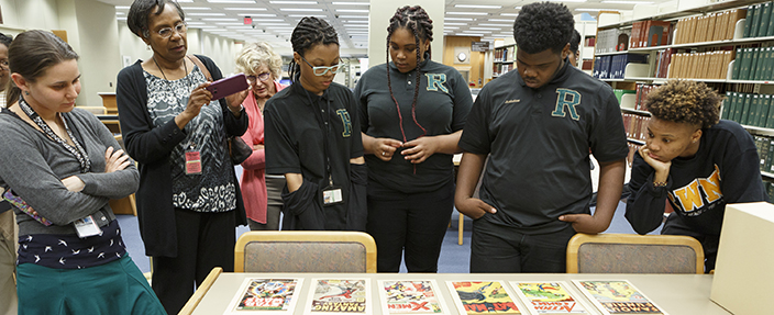 Students from Richard Wright Public Charter School share the results of their discussions regarding the minimum age for voting and running for office during an event with authors Cynthia and Stanford Levinson and the Library of Congress Law Library celebrating Constitution Day, September 17, 2018. Photo by Shawn Miller/Library of Congress.